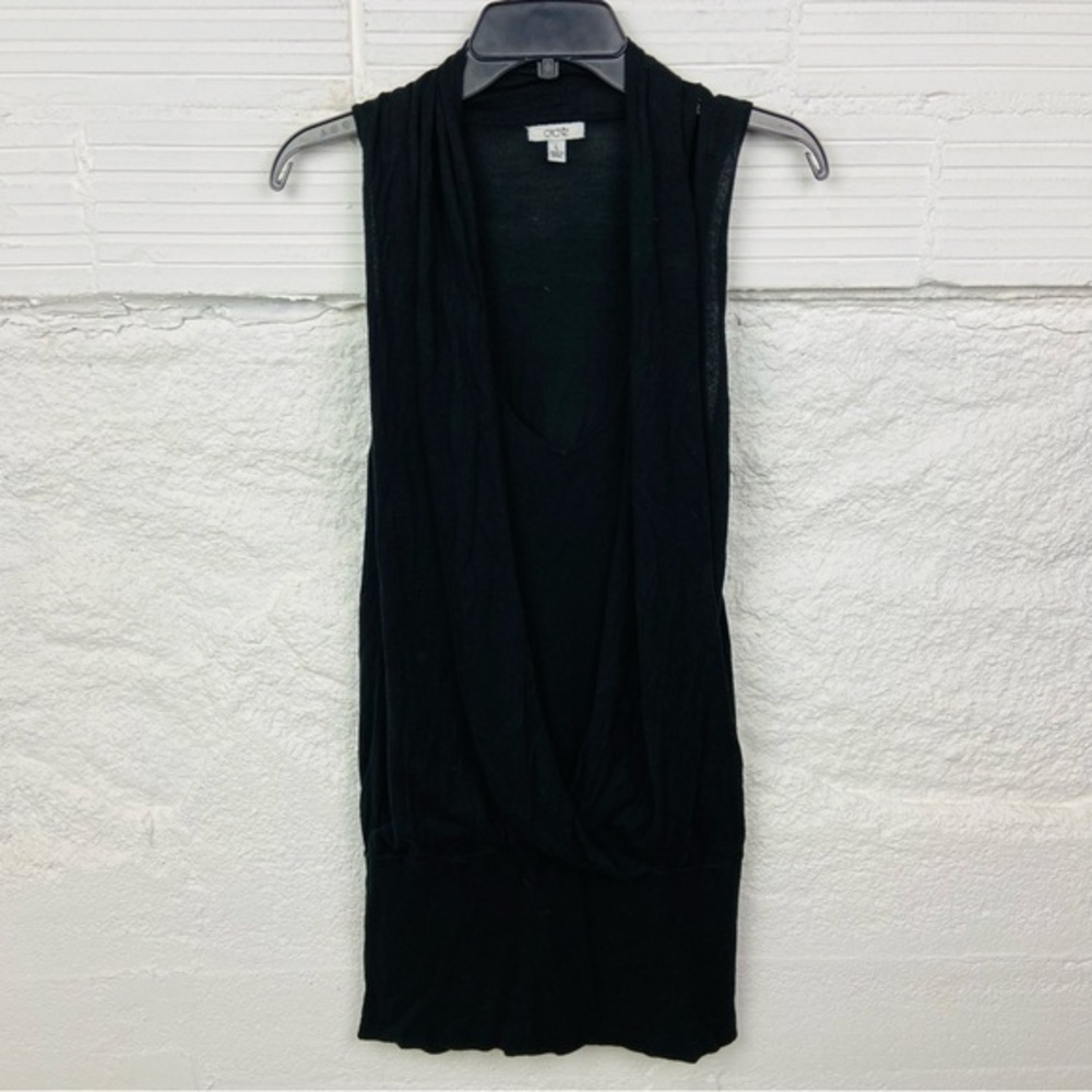 Cache Black Draped sleeveless mini dress size large